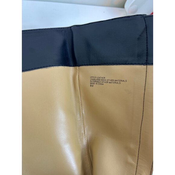 Banana Republic Women's Sz. 8M Tall Black Leather Stiletto Heeled Boots Gold Zip - Picture 15 of 16